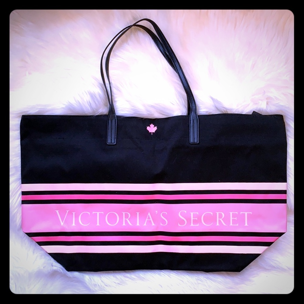 Victoria’s Secret Black/Pink Stripe Beach Bag